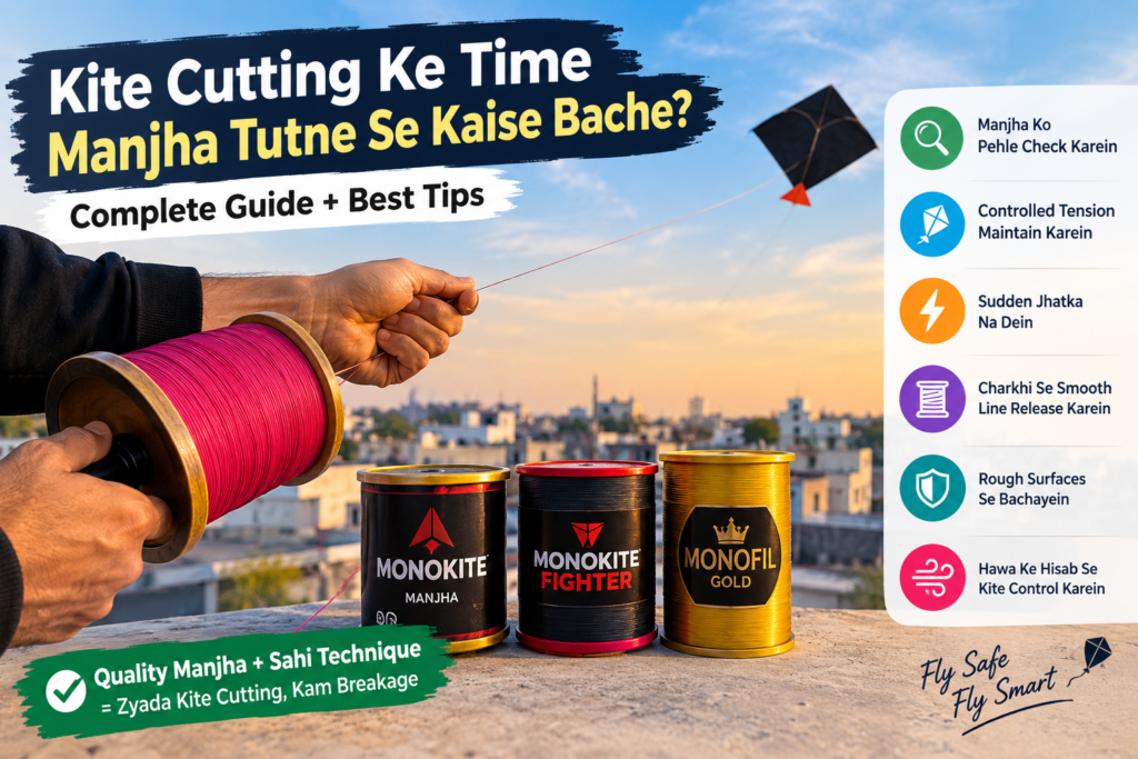 Kite cutting ke time manjha tutne se bachne ke tips with Monokite Manjha, Monokite Fighter and Monofil Gold